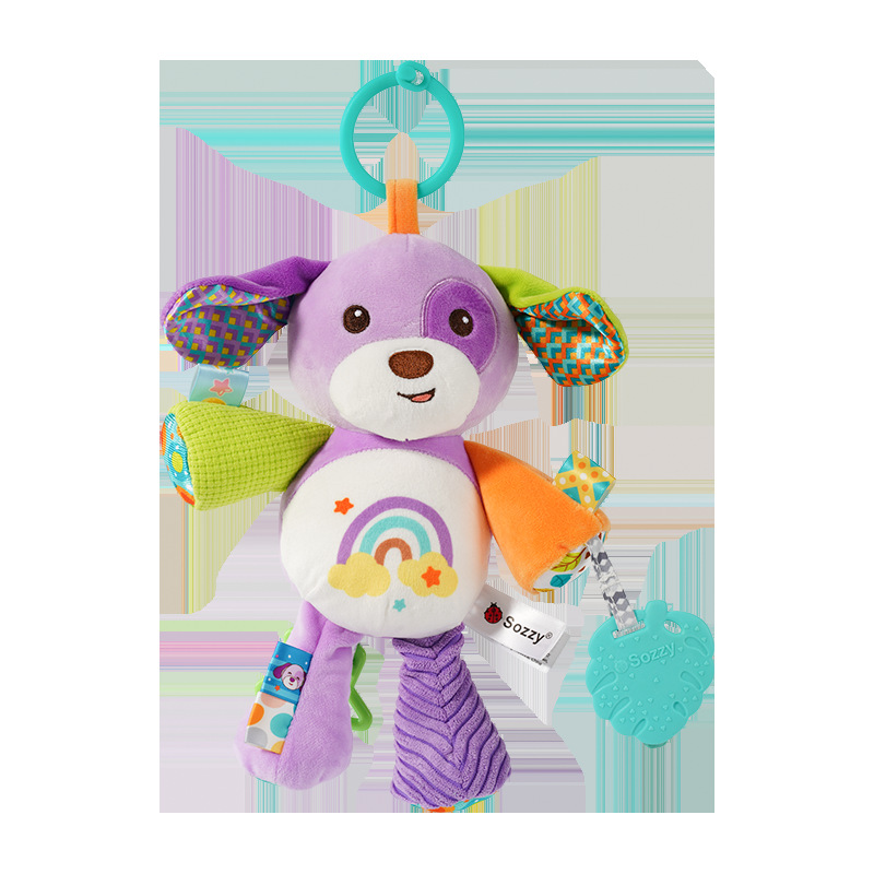 Rainbow puppy music box pull-string plush toy
