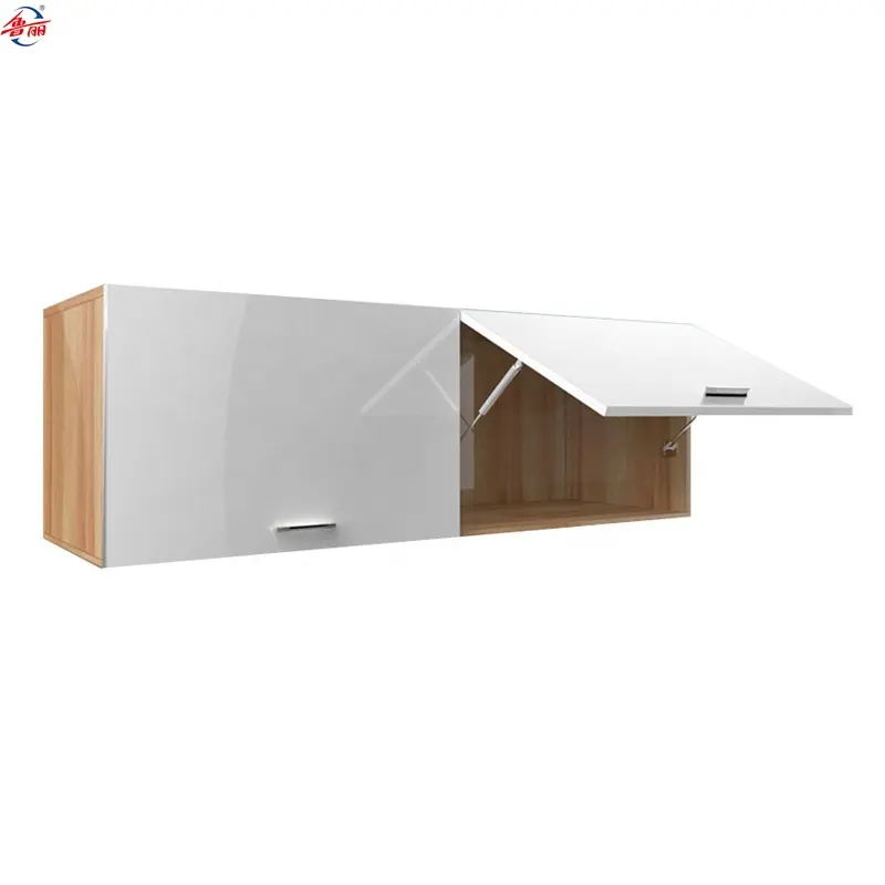 Panana — meuble de rangement mural stratifié, européen, moderne, prêt à poser, gris, brillant, pour cuisine, en stock