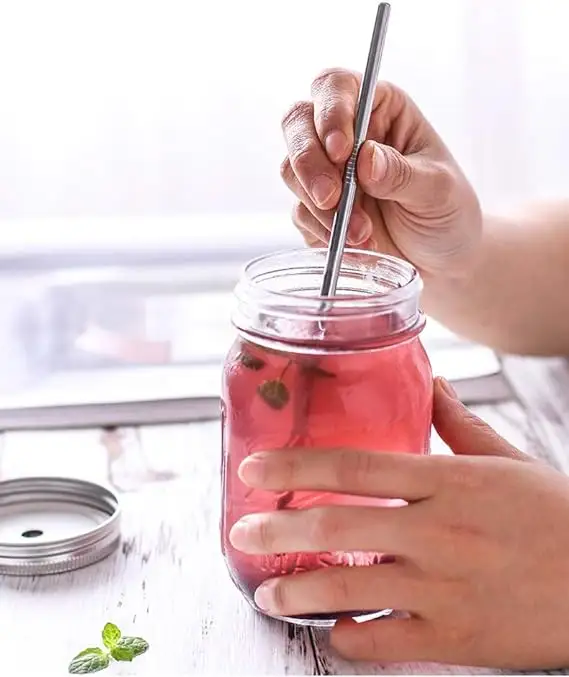 Edelstahl-Smoothie-Strohhalme Wieder verwendbare Metall-Trinkhalme für Milchshake-Smoothie-Getränke