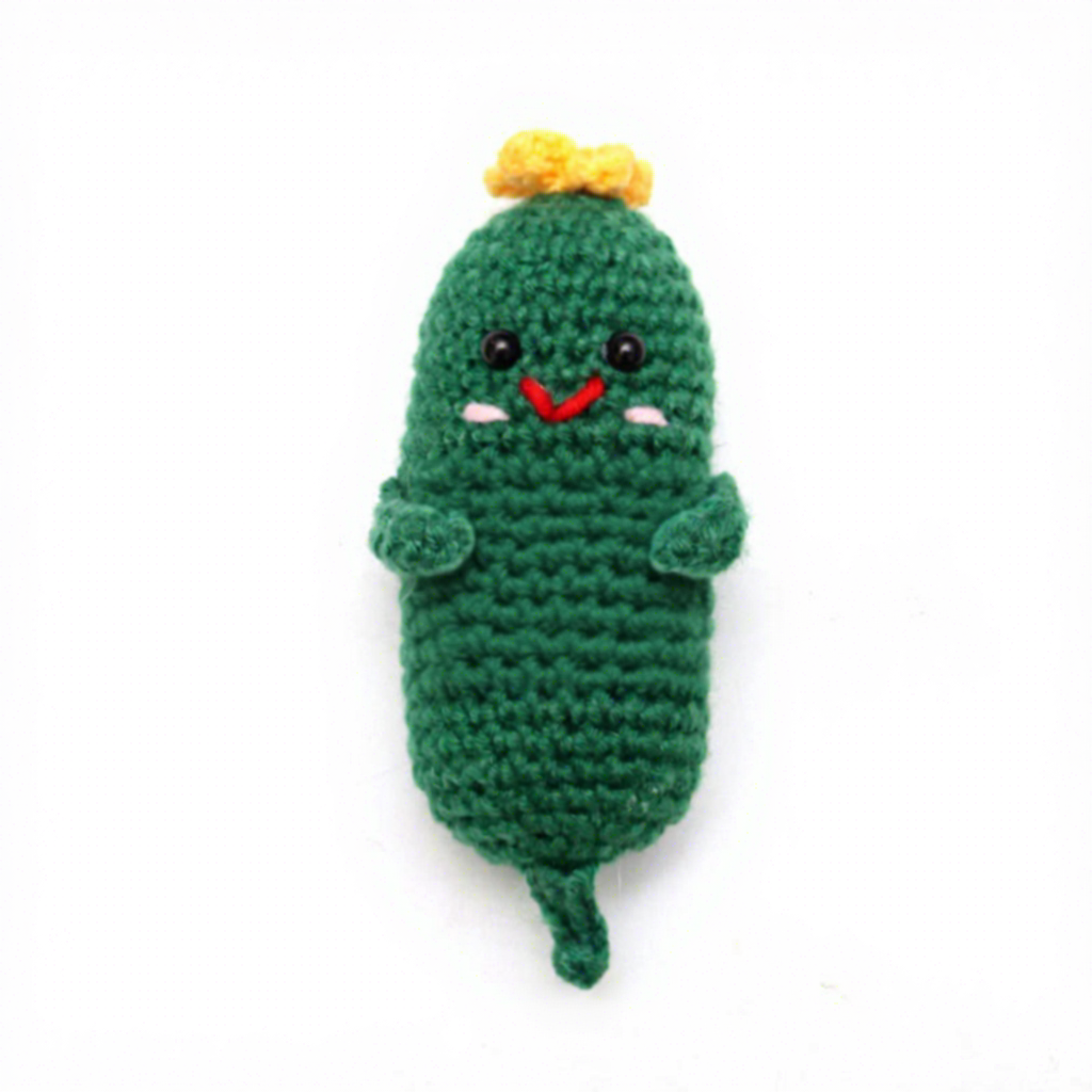 Cucumber olive green yellow flower tail down e-card