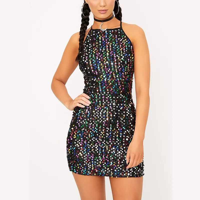 Vestido corto ajustado con espalda descubierta para mujer, ropa de moda de verano y primavera, Sexy, ceñido, para fiesta nocturna y club nocturno