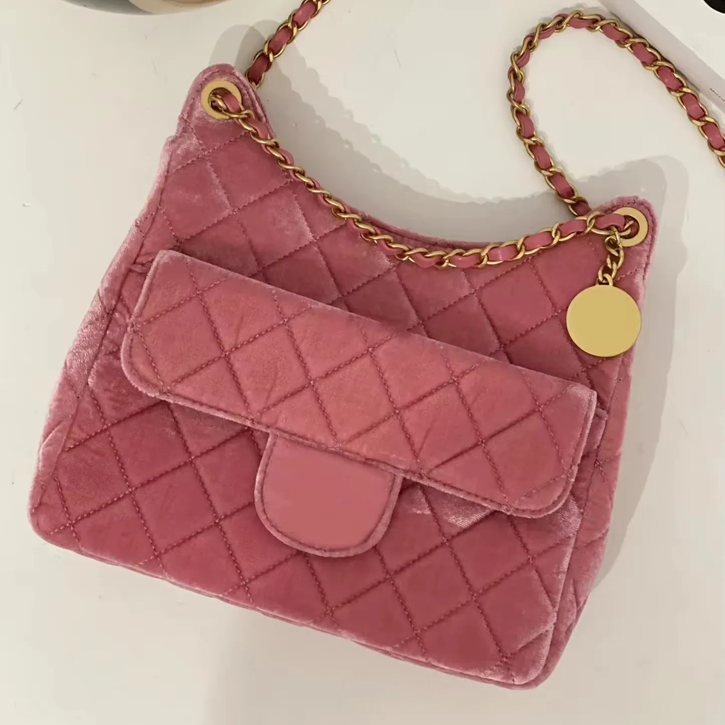 수제 가방 하이 퀄리티 럭셔리 브랜드 가방 디자인 여성 가방 5A 품질 Colour23B 핑크 벨벳 Tmall 요정 트럼펫