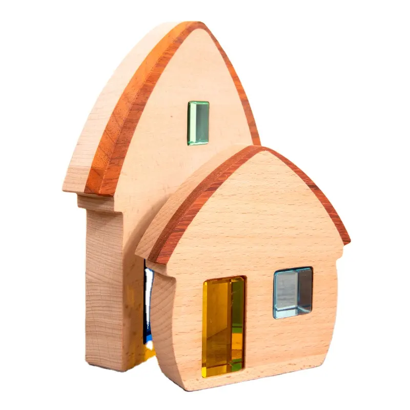 Mini casa decorativa para el hogar, artesanía, decoración de mesa, casa de madera, juegos de manualidades