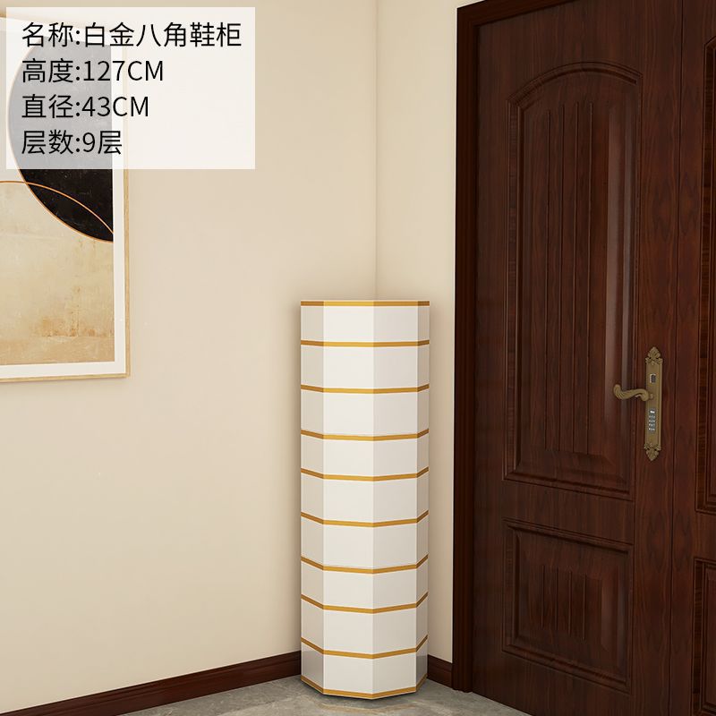 43mm diameter, white with gold trim, 127cm high