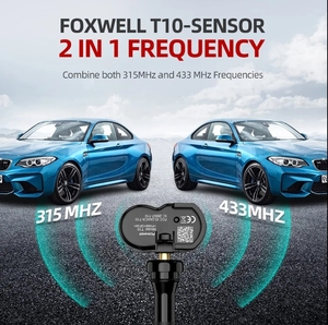 Foxwell T10 Sensor TPMS programable universal Vástago de válvula de metal de goma intercambiable 433 315MHz Sensores de presión de neumáticos 2 en 1 - Product Image 4