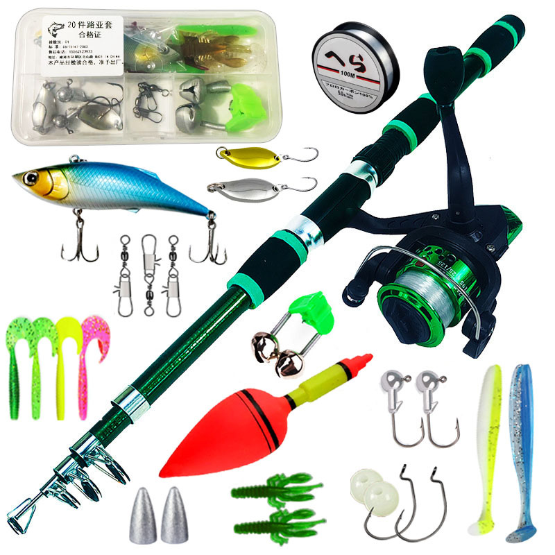 vert 18m+200 bobine+20 accessoires+poisson+flotteur gros ventre+cloche