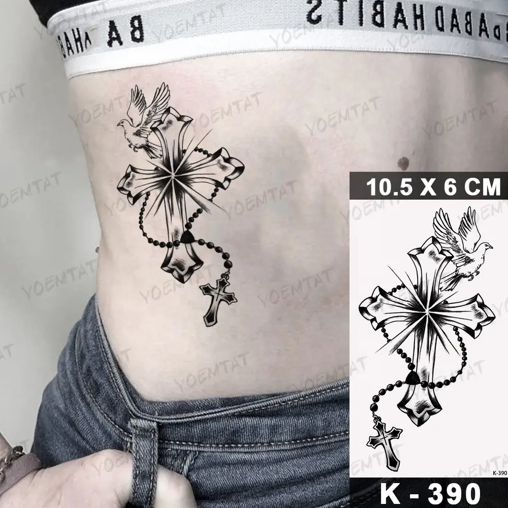 Tatuajes de larga duración personalizado pequeño impermeable temporal Cruz tatuaje pegatina