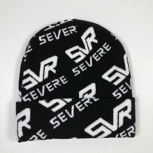 Tùy chỉnh dệt kim Beanie với lặp đi lặp lại logo trên tất cả các in cổ điển cổ Điển Mùa Đông mũ unisex charactere Jacquard ấm toque - Product Image 6