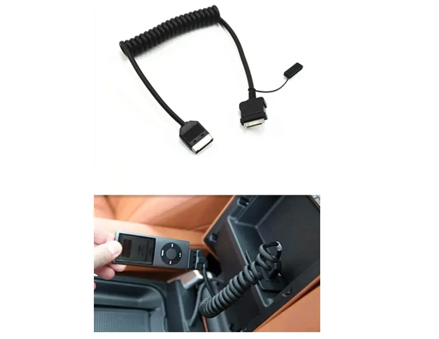 Car Aux Cable Audio Interface Coild Cord Compatible for Selected Models Range Rover Jaguar for i-Pod i-Pad 4 30 P Connector