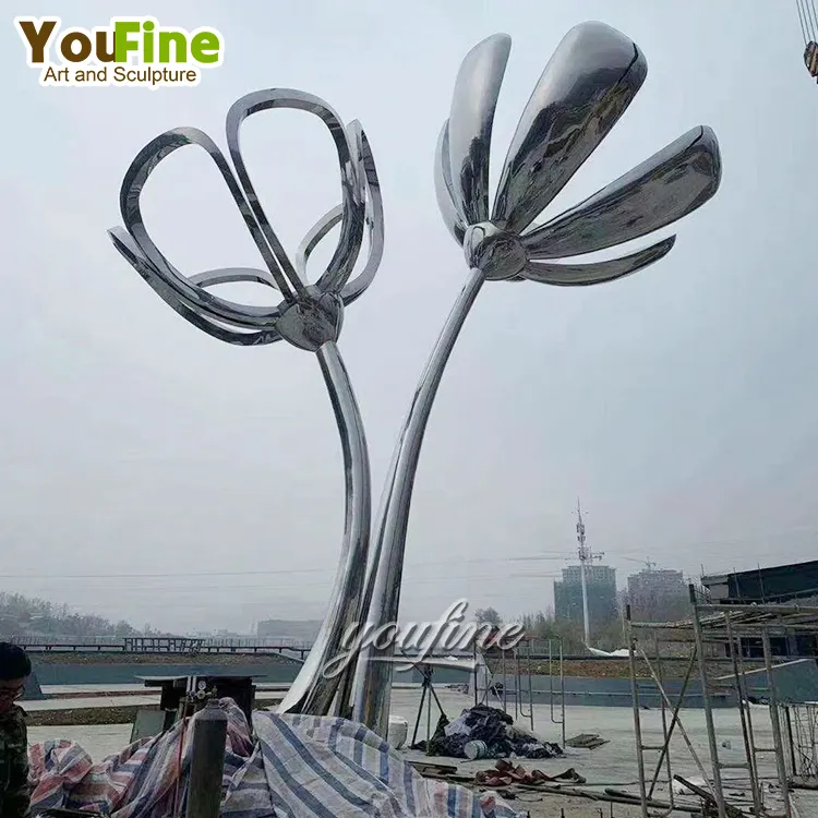 Huge stainless steel lotus flower sculpture with installation drawings for sale