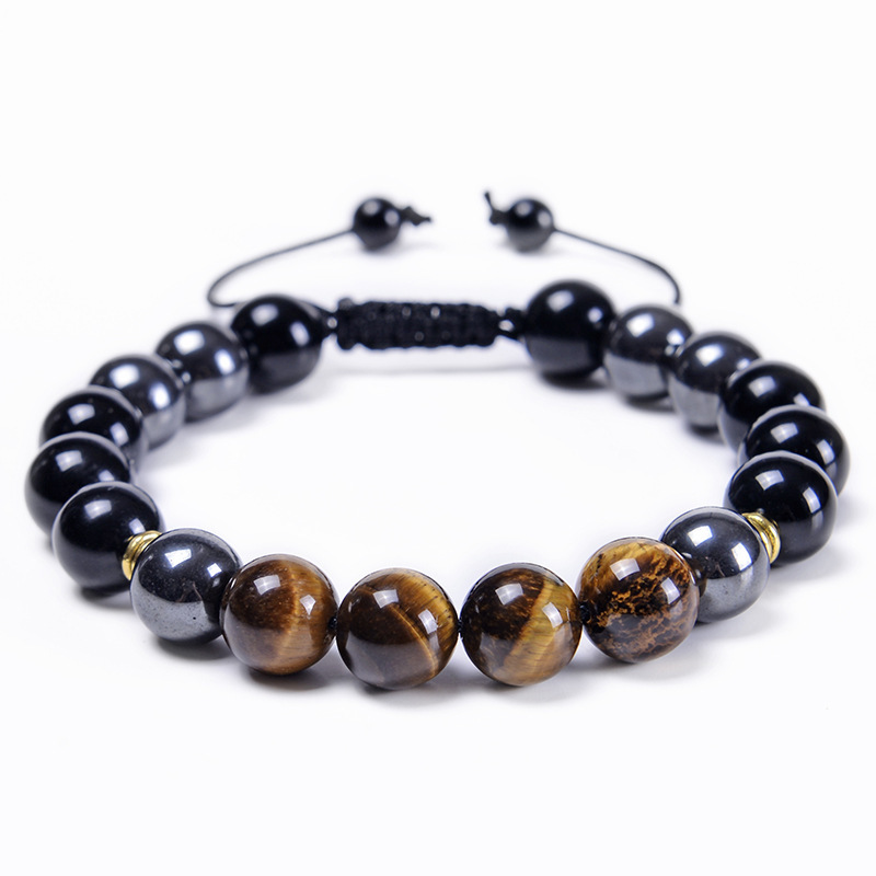 2-tigre gialla + ematite + perline nere