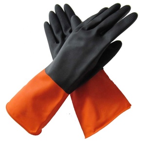 110g Black and Orange Bicolor Industrial Rubber <strong>Gloves</strong> Working <strong>Gloves</strong> - Product Image 1