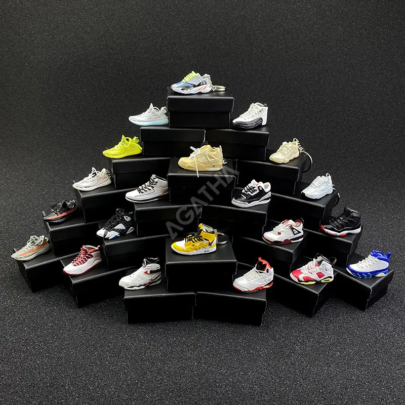fashion printed basketball bulk AJ 2 3 4 5 6 7 8 11 12 air jordan sneaker keyrings keychain pvc charms 3d mini shoes