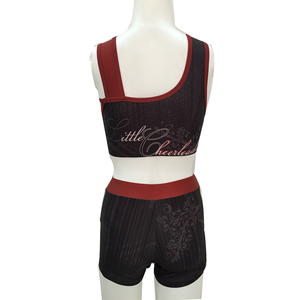 Özel baskı süblimasyon uygulama giymek Cheer isınmak setleri kırmızı ve siyah tank Top ve dans akademisi için kısa - Product Image 2