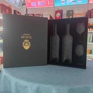 高级两瓶带两杯酒纸包装盒，用于中国带EVA插件的豪华红酒礼品盒 - Product Image 6