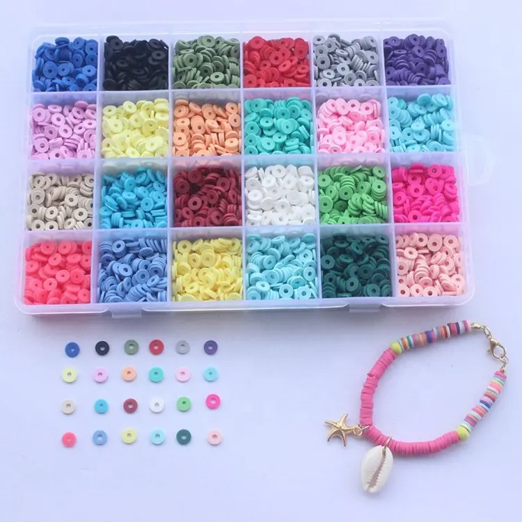 6000 Pcs 6mm DIY Round Flat Polymer Clay Beads set for Jewelry Making