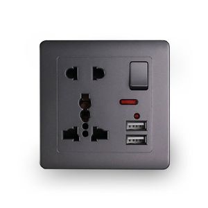 Enchufe USB universal internacional con 2 tomas de corriente USB Enchufe de interruptor eléctrico de pared de alimentación universal múltiple
