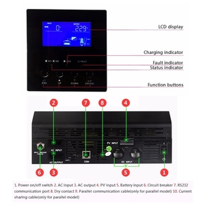 3000VA 2400瓦太阳能混合逆变器24V 110V，带PWM 50A充电控制器，最大PV 80V 8kw混合电源系统 - Product Image 3