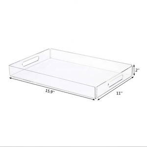 带手柄的矩形透明丙烯酸托盘 - Product Image 2