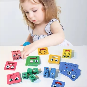 2025 Wooden Puzzle <strong>Building</strong> Cubes Wooden Expressions Toy Jigsaw Puzzles Magic Cube Face <strong>Pattern</strong> <strong>Building</strong> <strong>Blocks</strong> Educational - Product Image 2
