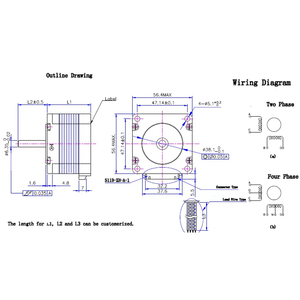 Nhà Sản Xuất Tùy Biến 56Mm Động Cơ Bước 1.8 Độ <span class=keywords><strong>2</strong></span> Giai Đoạn 4 Dây Lai Động Cơ Bước - Product Image 6