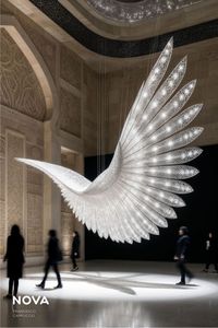 High-End kanat asılı LED ışık büyük ölçekli kurulum özel kanat-motif avize dekoratif lamba - Product Image 3