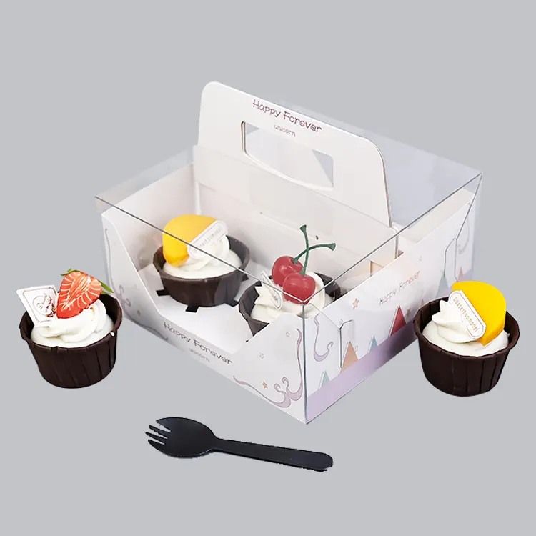 Giấy di động hộp Mable Giấy Cupcake hộp với loại bỏ ngọn giấy các tông hộp bánh với xử lý và cửa sổ