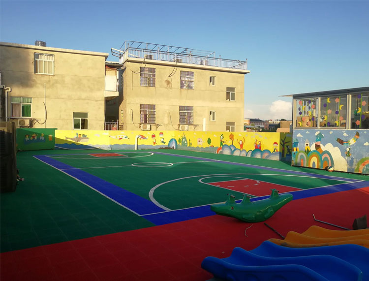 High Quality Interlocking Tiles Futsal Floor PP Plastic Suspended Modular Indoor Purple Yellow Green Hockey Basketball Red White