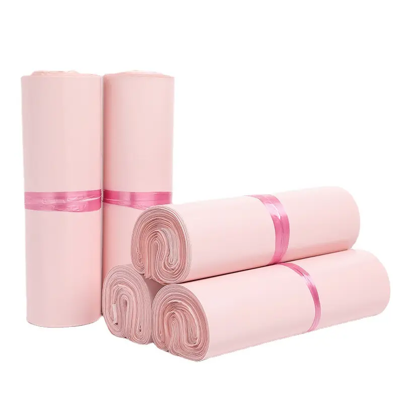 Индивидуальная симпатичная светло-розовая матовая полиэтиленовая почтовая сумка для упаковки ресниц и париков розовые почтовые пакеты