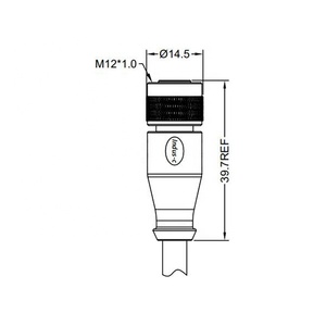 B Code M12 Medical Cable Assemblies 5-Plug <strong>Female</strong> Straight for Industrial Use - Product Image 2