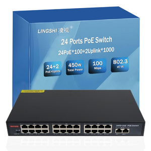 24ポート非管理POEスイッチ100Mbpsイーサネット450W IEEE 802.3af/atプラグアンドプレイオフィスおよびCCTVシステム用デスクトップラックマウント