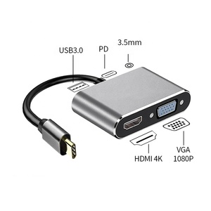 5 in 1 <strong>Usb</strong> c to <strong>hdmi</strong> <strong>Vga</strong> Pd <strong>Usb</strong> 3.0 Converter 5in1 Type c to <strong>hdmi</strong> 4k/<strong>vga</strong>/usb3.0/audio Adapter Type c to <strong>hdmi</strong> <strong>Vga</strong> Hub - Product Image 5