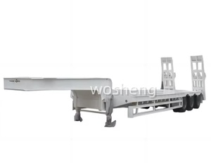 3/4 akslar mekanik süspansiyon yükleme rampası 40ft düşük yatak düz yatak yükleme güverte ağır makine taşıma için yarı römork - Product Image 6