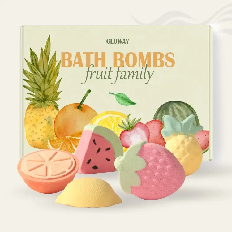 5er Pack duftende Badbomben-Set Zitrone Grapefruit Ananas Wassermelone Erdbeere Frucht Bad Fizzer-Bombe zur Entspannung Stresslinderung