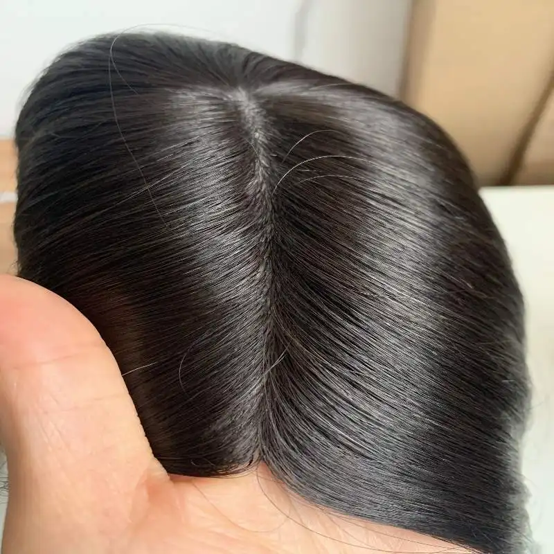 Chine fournisseur de perruque meilleure vente prix de gros de haute qualité fait à la main haut en soie perruque de cheveux humains topper perruque avant en dentelle à dubai