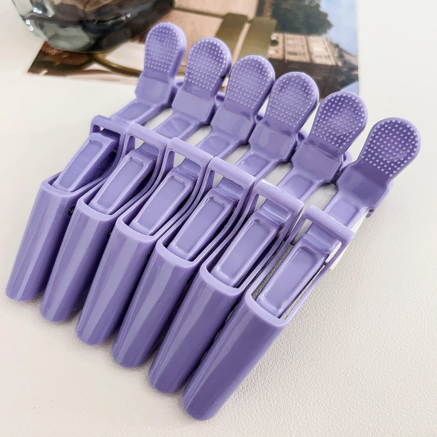 Lot de 6 pinces crocodiles - violet foncé