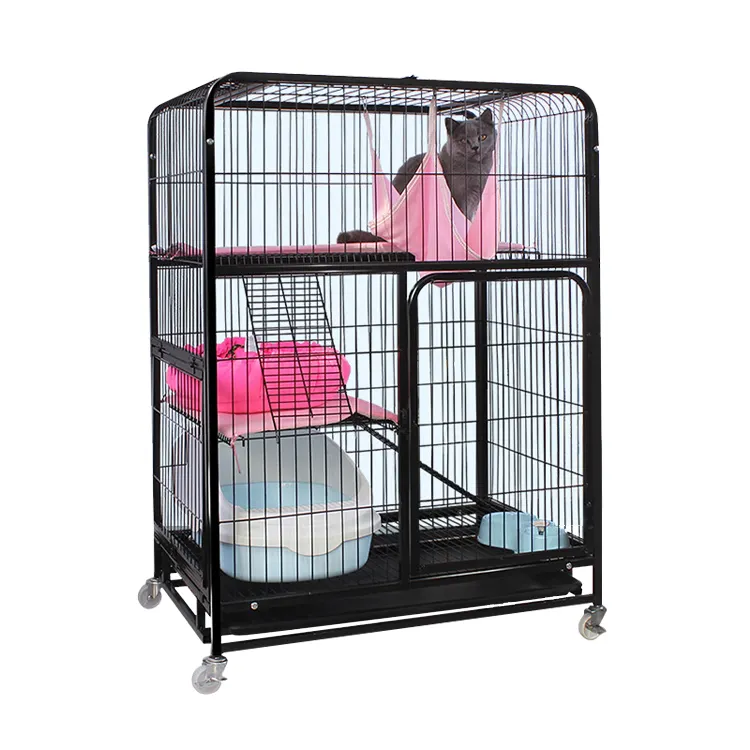 OEM China Factory Metalldraht Mesh Cat Crate Zweitürige Faltbare tragbare Hunde kisten Animal Pet Cage