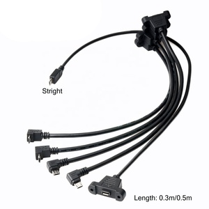 免费样品定制微型 usb 男对微型 usb 女面板安装数据充电延长电缆与锁定螺丝