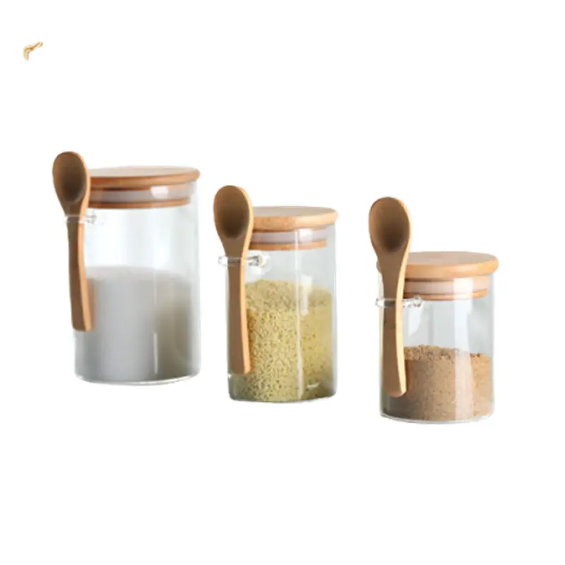 150ml  250ml 500ml 5oz 8oz round small kitchen canister air tight spice jars with spoon