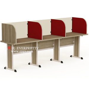 Diseño de mesa de ordenador de 2 asientos, escritorio de centro de llamadas de madera - Product Image 4