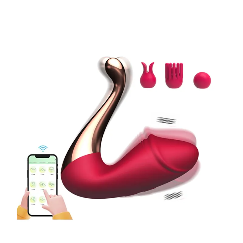 Women's Mini Wireless Remote Control Vibrator Dildo USB Powered Panties Sex Toy with Swan App Wear for Adults