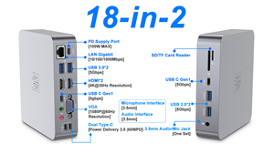 OEM USB加密狗到双HDMI VGA 100WPD 4k三显示Mac Pro HDMI适配器Mac Pro扩展坞 - Product Image 2