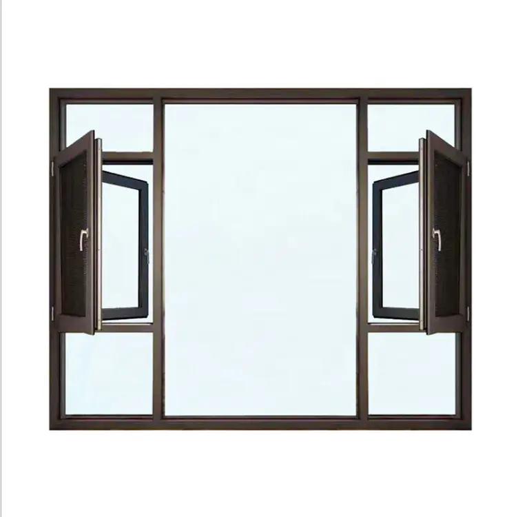 Exterior reflective glass storm window , thermal break aluminum swing window side hung windows