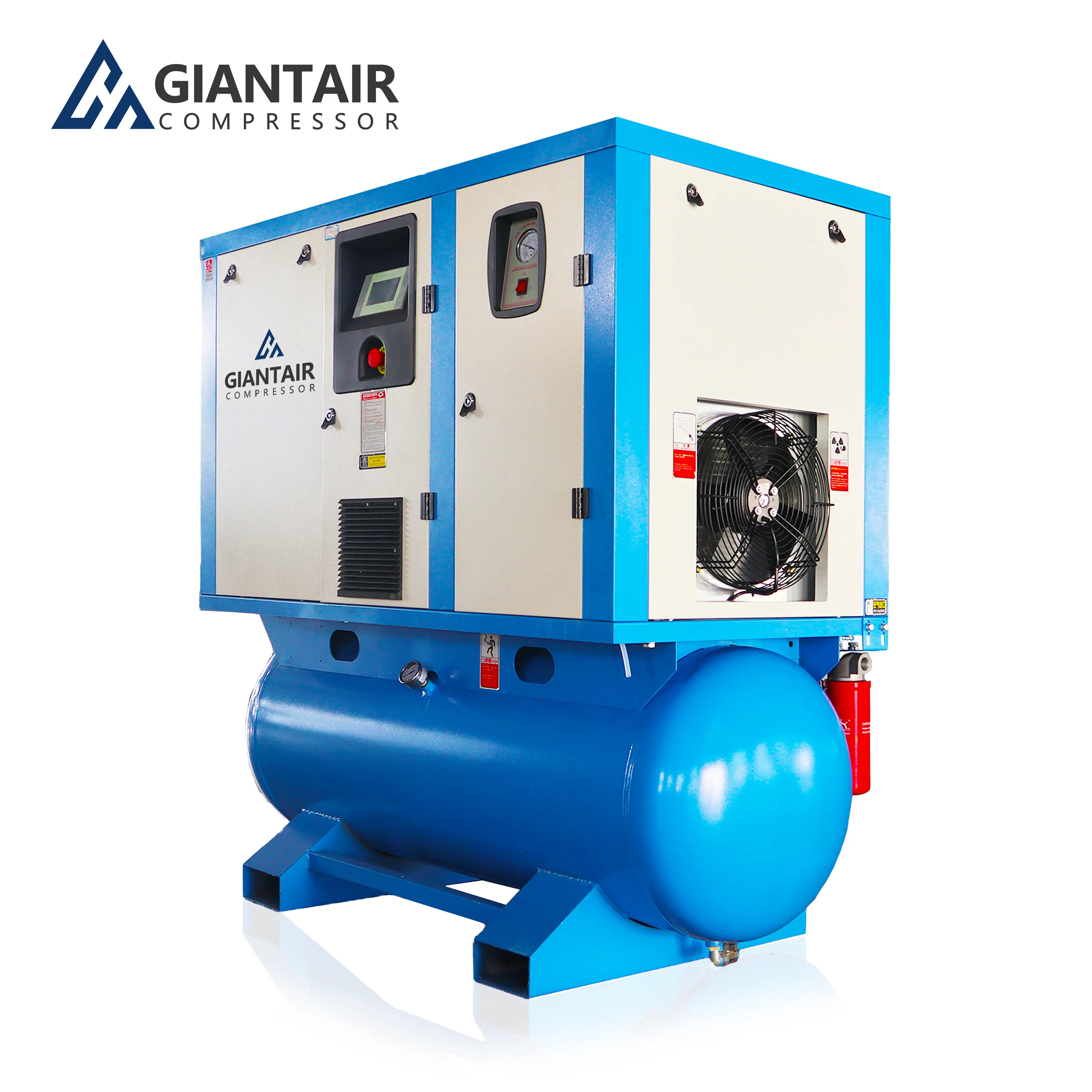 GiantAir 5.5 kw-182kw industrielle Rotationsschrauben-Luft kompressor kompressoren mit Luft trockner und Tank 500 Liter
