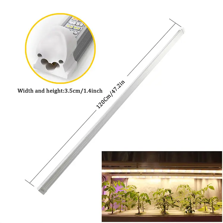 Tubo de luz LED de espectro completo T8, barra de cultivo para plantas de interior Vegs, sistema hidropónico, 120CM, 60W