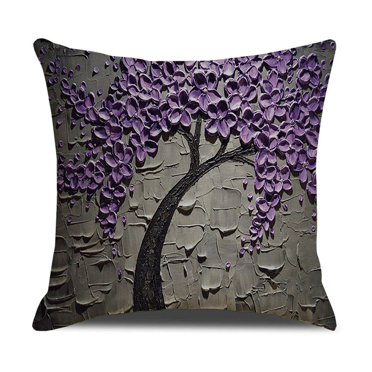 ins Nordic style oil painting tree print linen square pillow cover sofa bed cushion cover