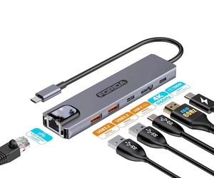 10Gbps อะแดปเตอร์ฮับ USB3.2หลายพอร์ต4K HDR และ1000Mbps Ethernet 6 in 1 USB C Dock สำหรับ MacBook , Dell, HP Laptop - Product Image 1