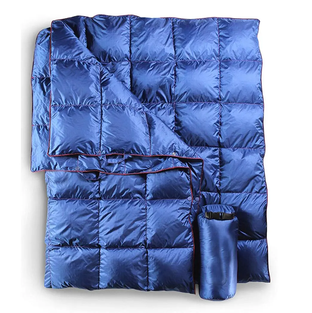 Waterproof nylon camping blanket 2 person warm lightweight puffy king size packable outdoor hiking travel picnic blanket