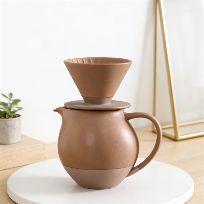 1-512 ensemble de cafetière oiseau volant-fil doublé-fer marron-830ml