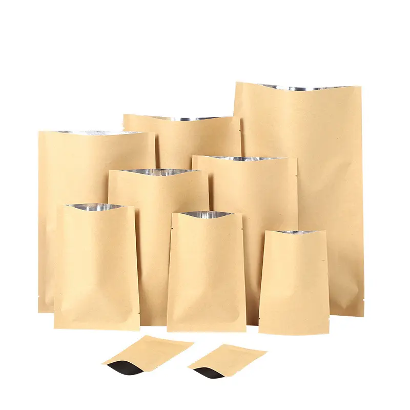 종이 차 알루미늄 호일 가방 봉투 향 주머니 포장 작은 맞춤형 로고 크래프트 종이 3 면 씰 지퍼가있는 커피 포장 가방